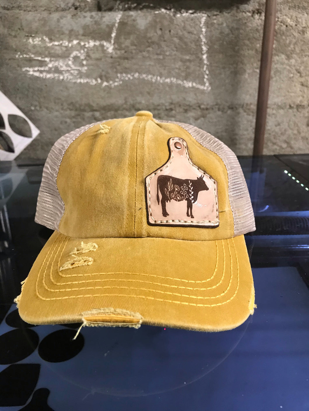 Flower Cow Tag Patch Hat