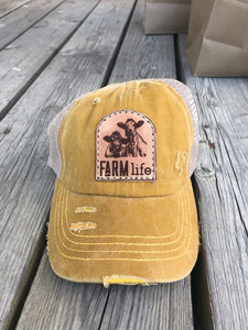 Farm life & Cow Distressed Patch Hat