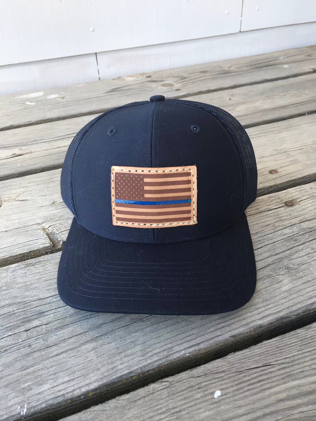Blue Line American Flag Patch Hat